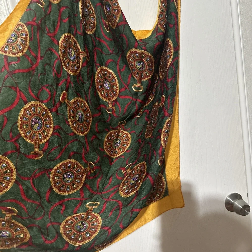 nina ricci Paris Seoul Large Vintage 100% Silk Scarf Jewelry Pattern EUC Rare